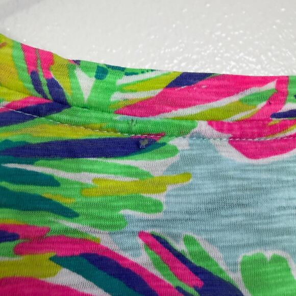 Lilly Pulitzer V Neck Shirt Womens Small Top Floral Cotton Multi Island Time * - Picture 7 of 10